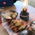 キャンプで串カツしたら、思いの外うまかった❗